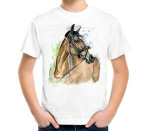 Лошадь акварелью детская футболка с коротким рукавом (цвет: белый)