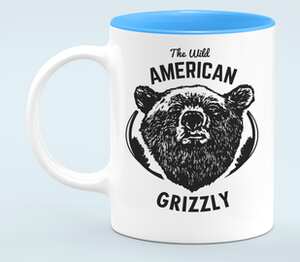 The wild american grizzly - дикий американский гризли кружка хамелеон двухцветная (цвет: белый + голубой)