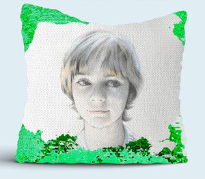 Алиса Селезнева подушка с пайетками (цвет: белый + зеленый)