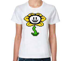 Флауи (Undertale) женская футболка с коротким рукавом (цвет: белый)
