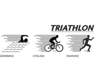 Триатлон - плавание, велосипед, бег (Triathlon - swimming, cycling, running) женская футболка с коротким рукавом (цвет: белый)