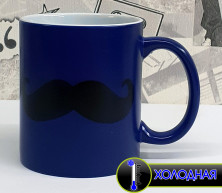 Фото синей кружки хамелеон Moustache buzz - усы