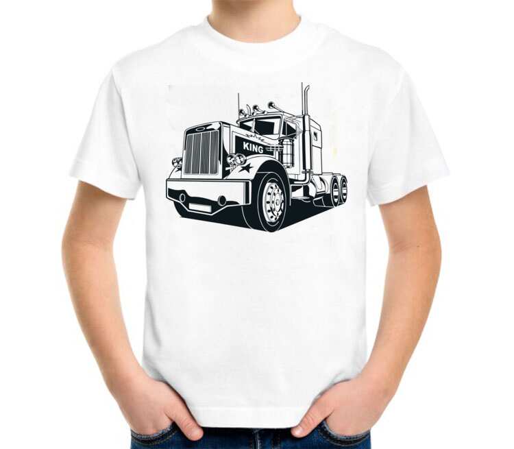 King Truck (Грузовик) детская футболка с коротким рукавом (цвет: белый)