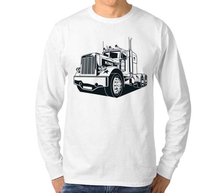King Truck (Грузовик) мужская футболка с длинным рукавом (цвет: белый)