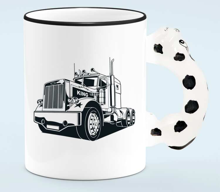 King Truck (Грузовик) кружка с ручкой в виде собаки (цвет: белый + черный)
