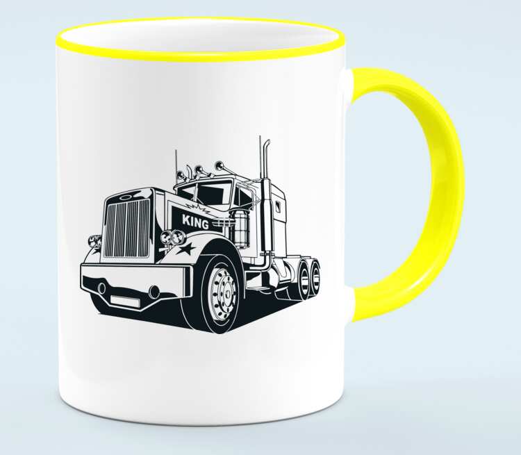 King Truck (Грузовик) кружка с кантом (цвет: белый + желтый)