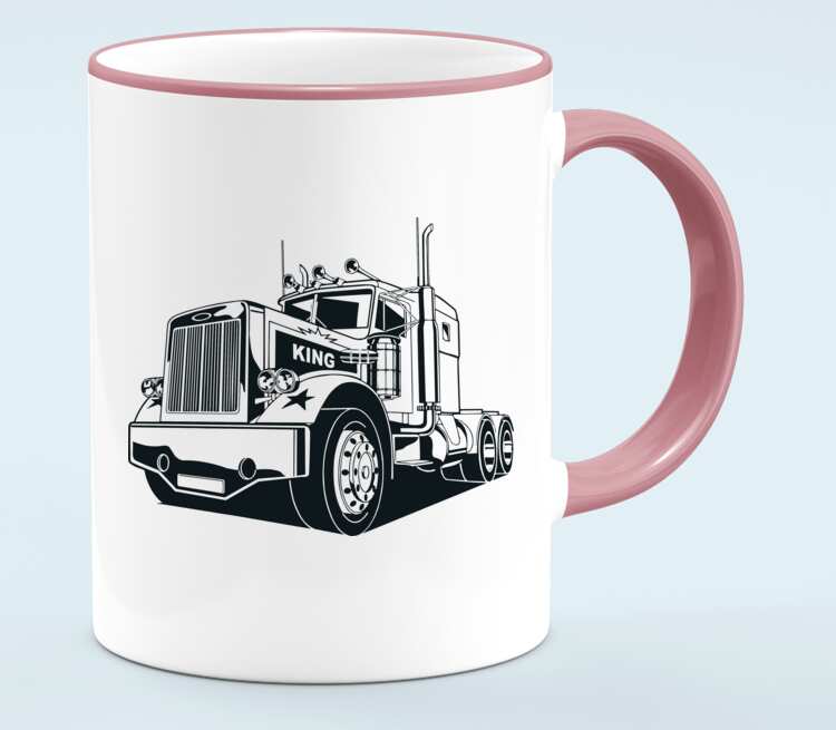 King Truck (Грузовик) кружка с кантом (цвет: белый + розовый)