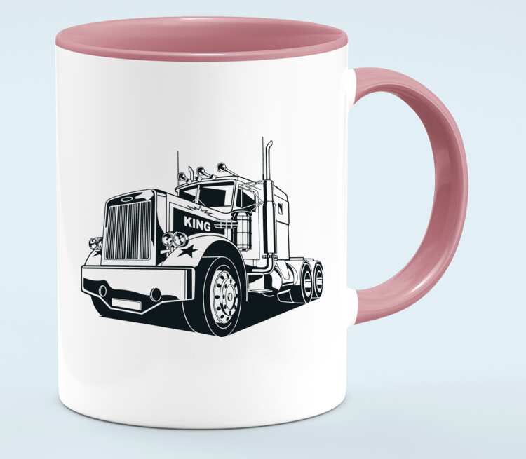King Truck (Грузовик) кружка двухцветная (цвет: белый + розовый)