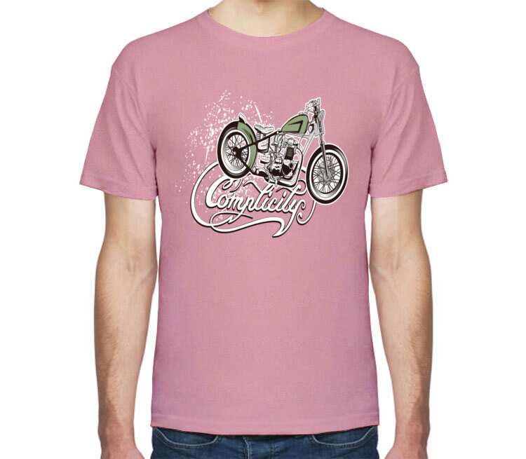 Мотоцикл мужская футболка с коротким рукавом (цвет: розовый меланж)