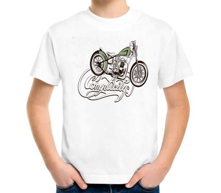 Мотоцикл детская футболка с коротким рукавом (цвет: белый)