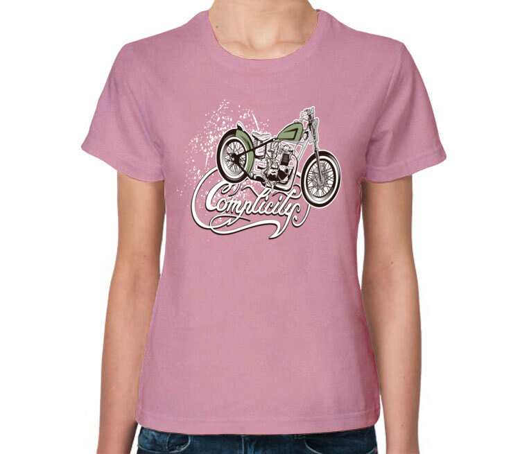 Мотоцикл женская футболка с коротким рукавом (цвет: розовый меланж)