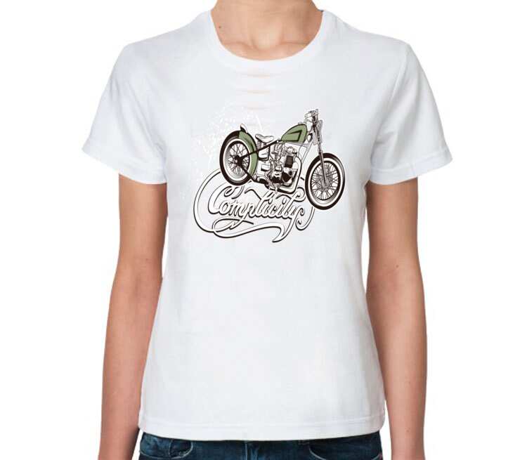Мотоцикл женская футболка с коротким рукавом (цвет: белый)