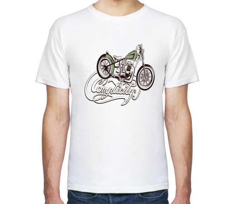 Мотоцикл мужская футболка с коротким рукавом (цвет: белый)