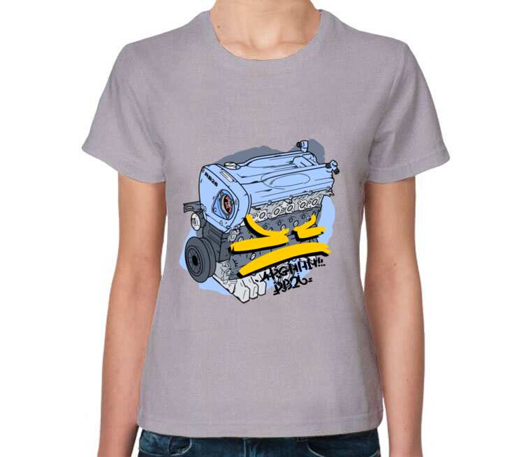 Двигатель женская футболка с коротким рукавом (цвет: серый меланж)