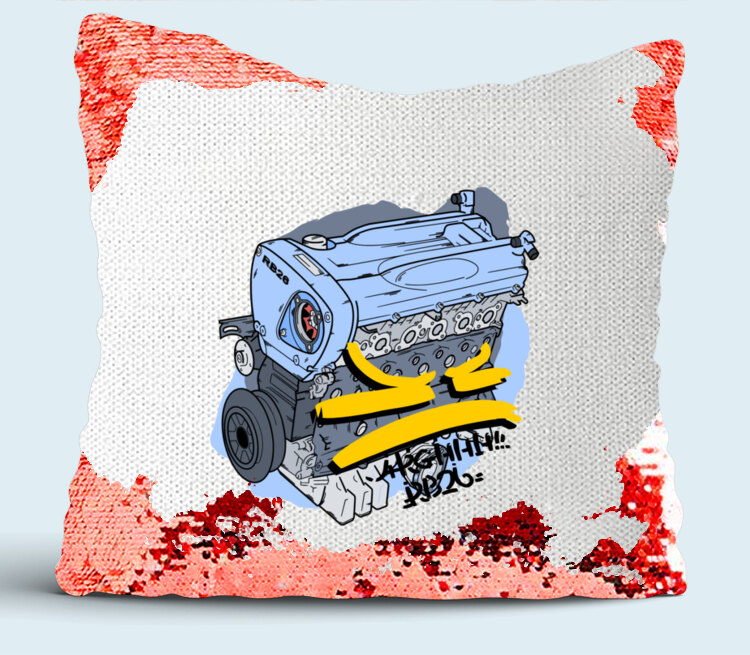 Двигатель подушка с пайетками (цвет: белый + красный)