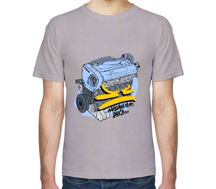 Двигатель мужская футболка с коротким рукавом (цвет: серый меланж)