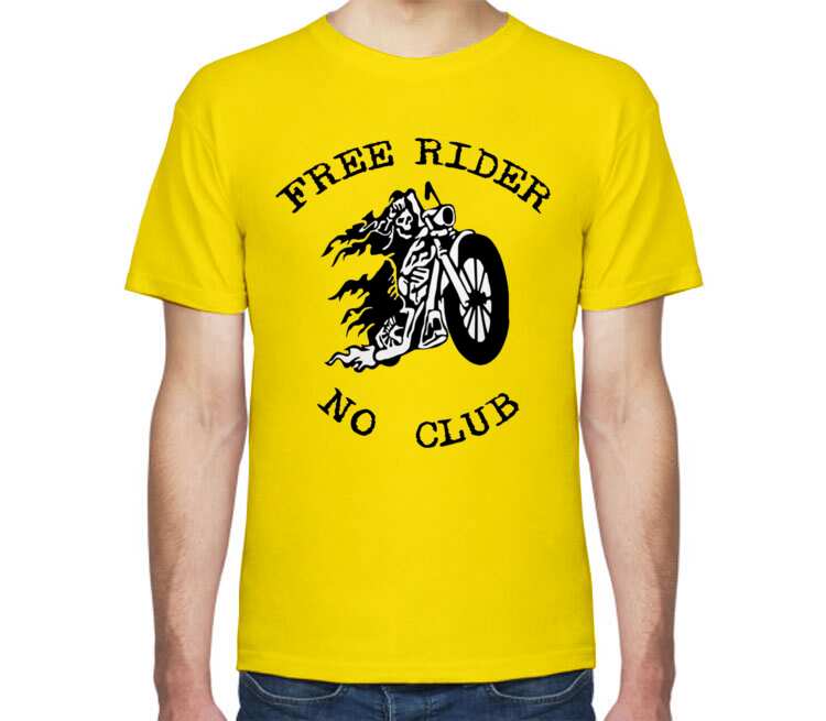 Free Rider No Club мужская футболка с коротким рукавом (цвет: светло желтый)