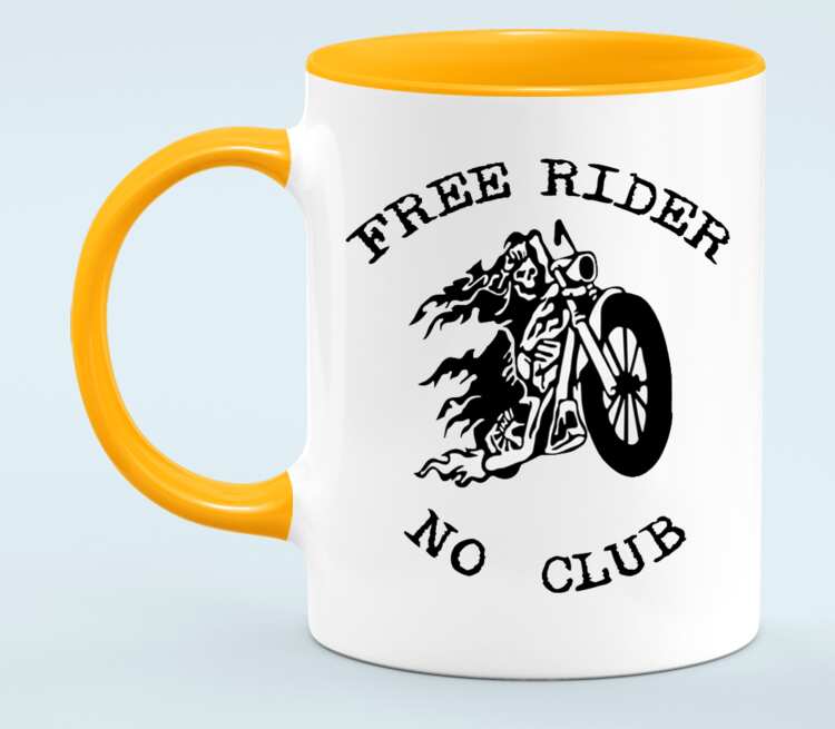 Free Rider No Club кружка двухцветная (цвет: белый + оранжевый)