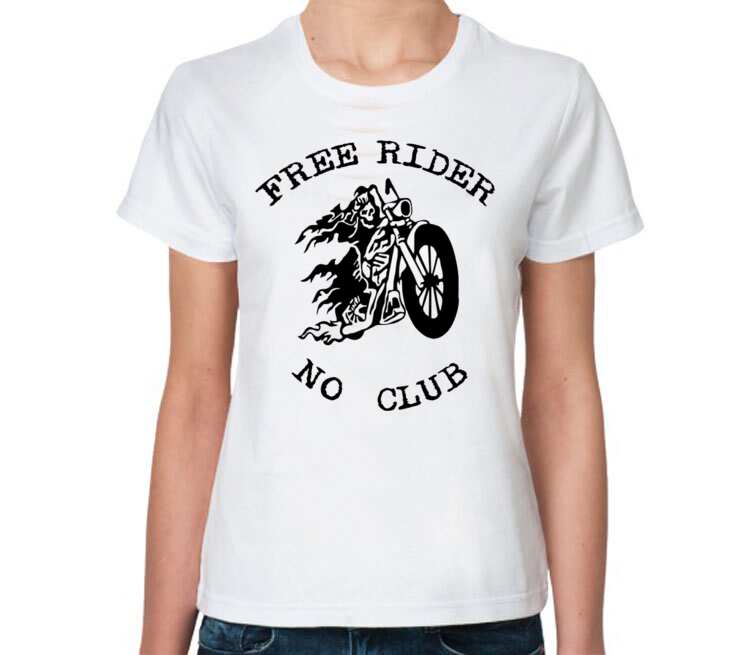 Free Rider No Club женская футболка с коротким рукавом (цвет: белый)