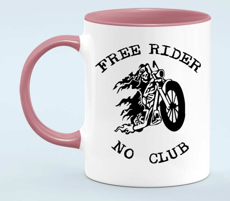 Free Rider No Club кружка двухцветная (цвет: белый + розовый)