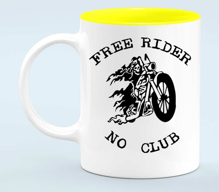 Free Rider No Club кружка хамелеон двухцветная (цвет: белый + желтый)