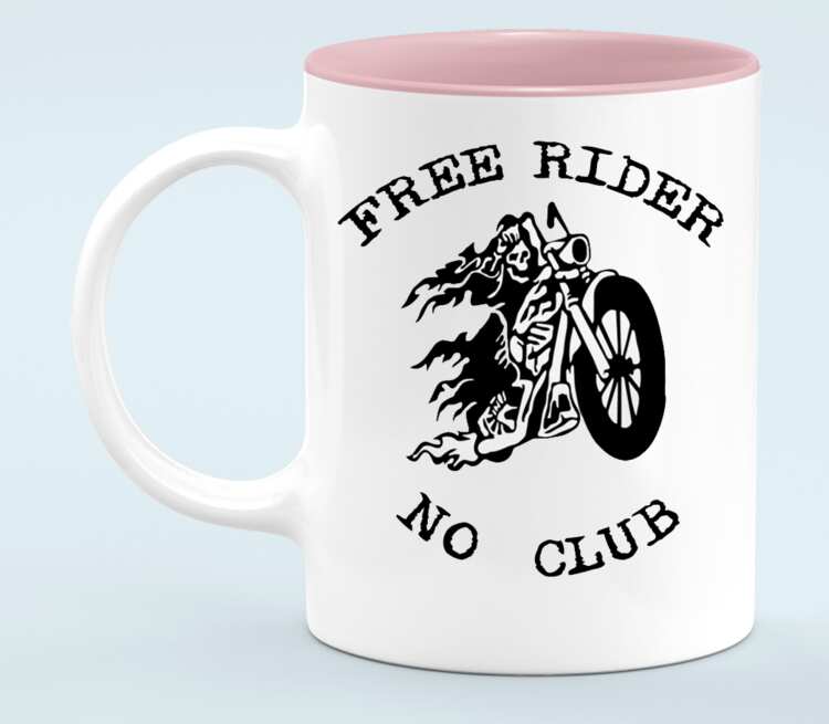 Free Rider No Club кружка хамелеон двухцветная (цвет: белый + розовый)