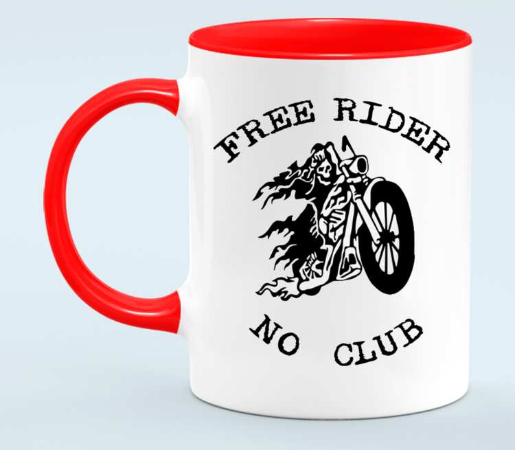 Free Rider No Club кружка двухцветная (цвет: белый + красный)