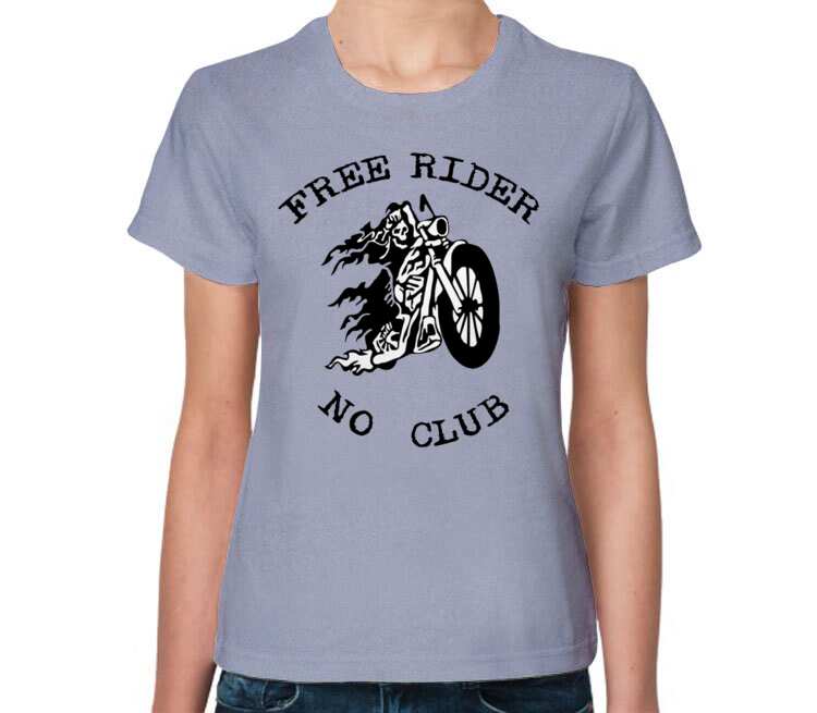 Free Rider No Club женская футболка с коротким рукавом (цвет: голубой меланж)