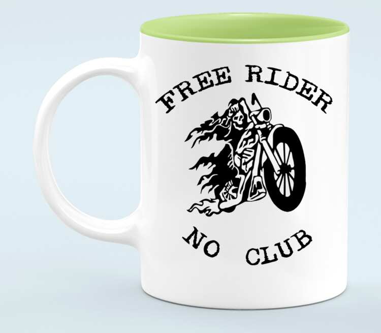 Free Rider No Club кружка хамелеон двухцветная (цвет: белый + светло-зеленый)