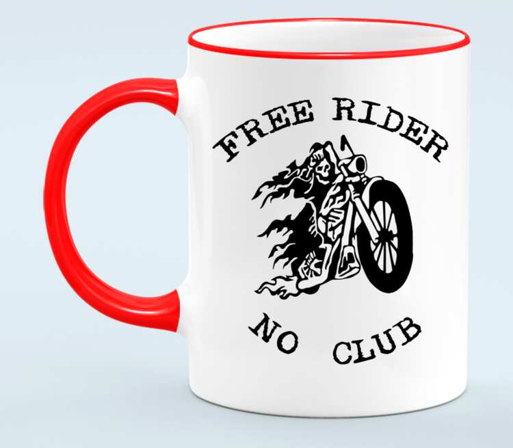 Free Rider No Club кружка с кантом (цвет: белый + красный)