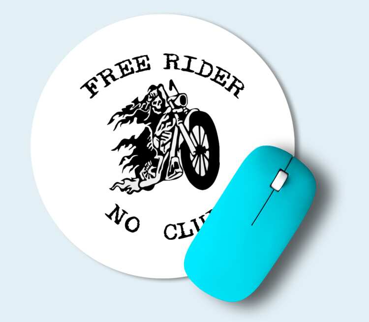 Free Rider No Club коврик для мыши круглый (цвет: белый)