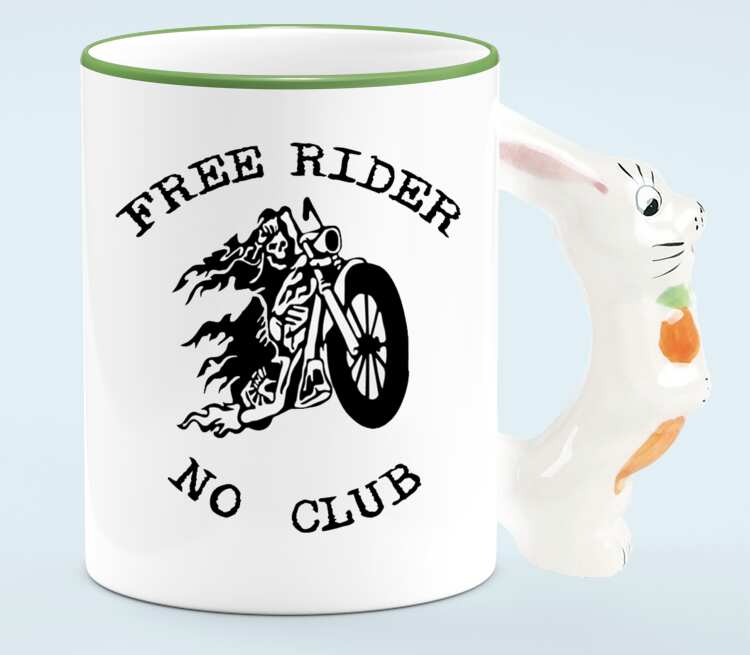Free Rider No Club кружка с ручкой в виде зайца (цвет: белый + светло-зеленый)