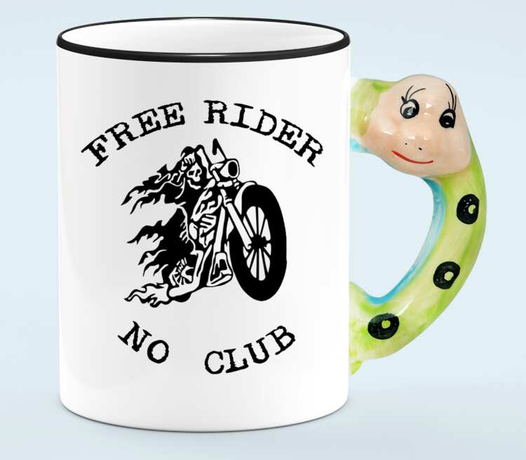Free Rider No Club кружка с ручкой в виде змеи (цвет: белый + черный)