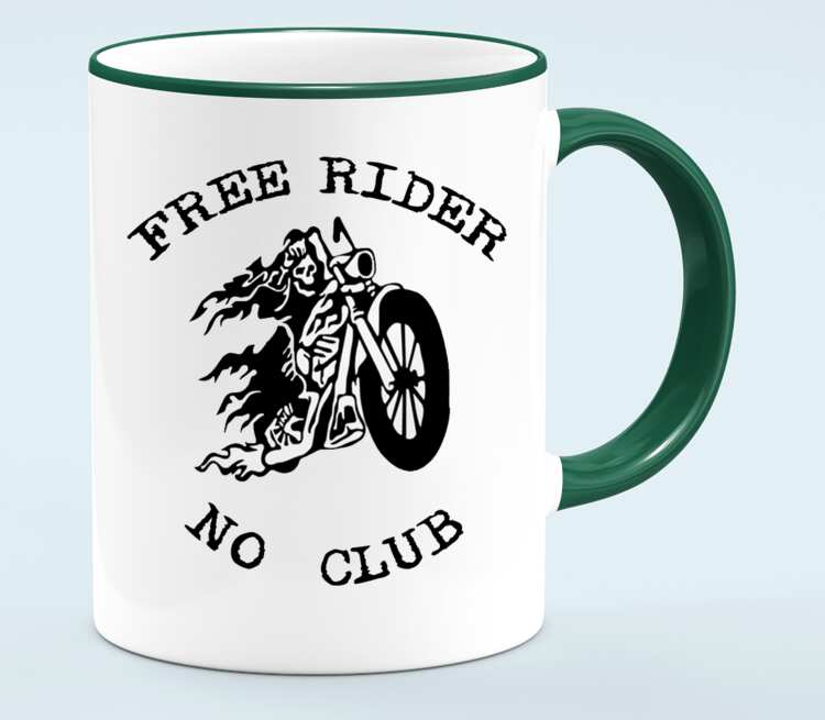 Free Rider No Club кружка с кантом (цвет: белый + зеленый)