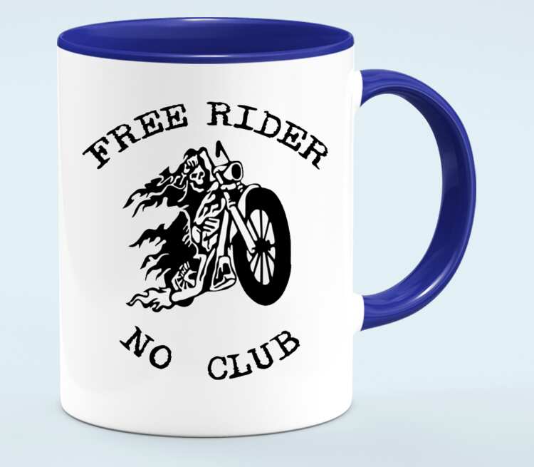 Free Rider No Club кружка двухцветная (цвет: белый + синий)