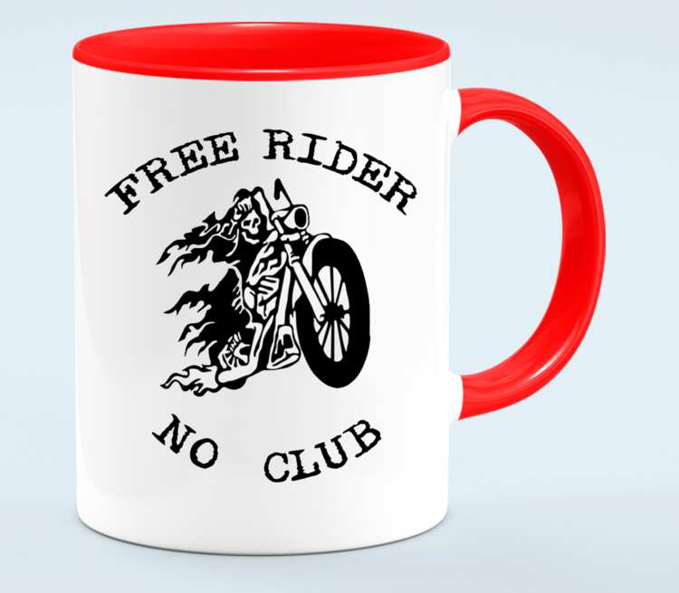 Free Rider No Club кружка двухцветная (цвет: белый + красный)