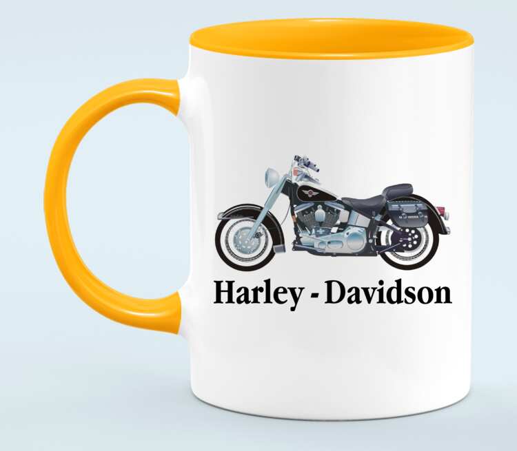 Harley Davidson кружка двухцветная (цвет: белый + оранжевый)