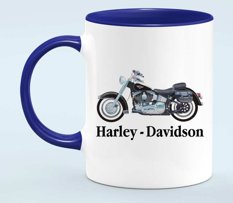 Harley Davidson кружка двухцветная (цвет: белый + синий)