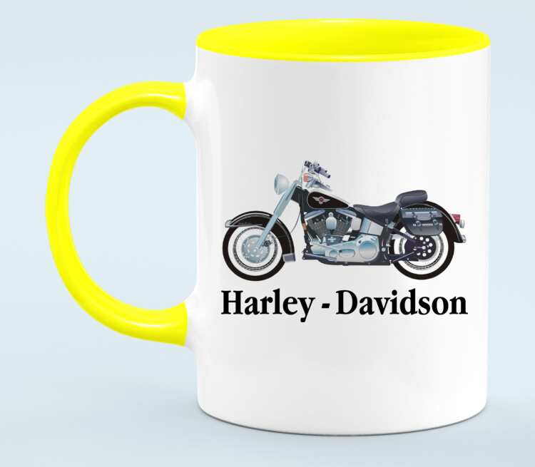 Harley Davidson кружка двухцветная (цвет: белый + желтый)