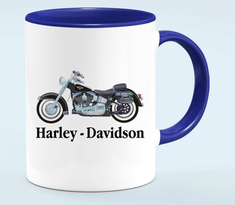 Harley Davidson кружка двухцветная (цвет: белый + синий)