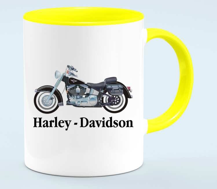 Harley Davidson кружка двухцветная (цвет: белый + желтый)
