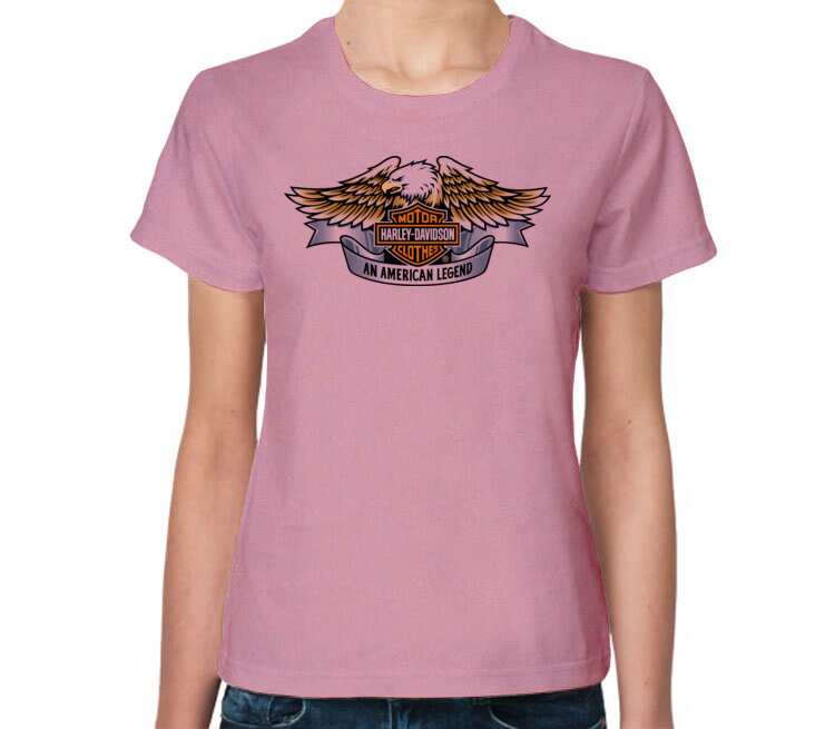 Харлей дэвидсон Американская легенда / Harley Davidson Motor Clothes. An American Legend женская футболка с коротким рукавом (цвет: розовый меланж)