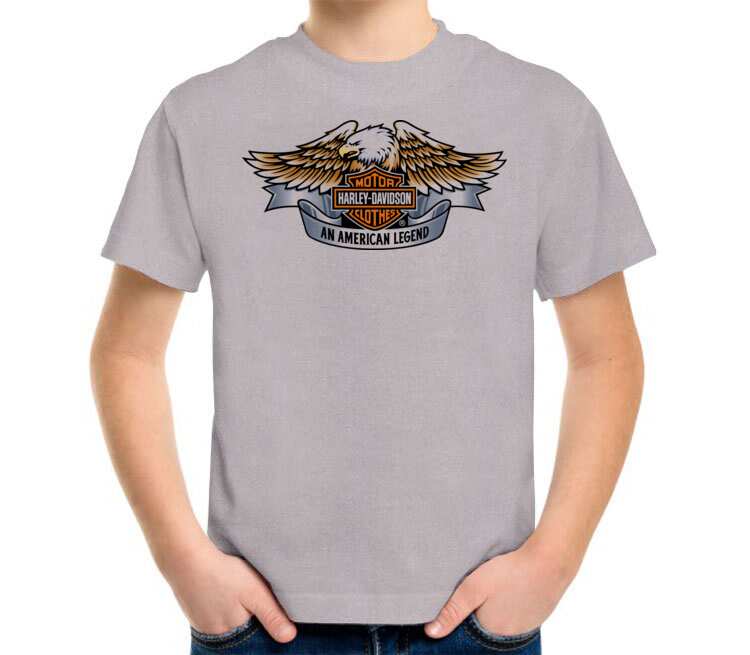 Харлей дэвидсон Американская легенда / Harley Davidson Motor Clothes. An American Legend детская футболка с коротким рукавом (цвет: серый меланж)