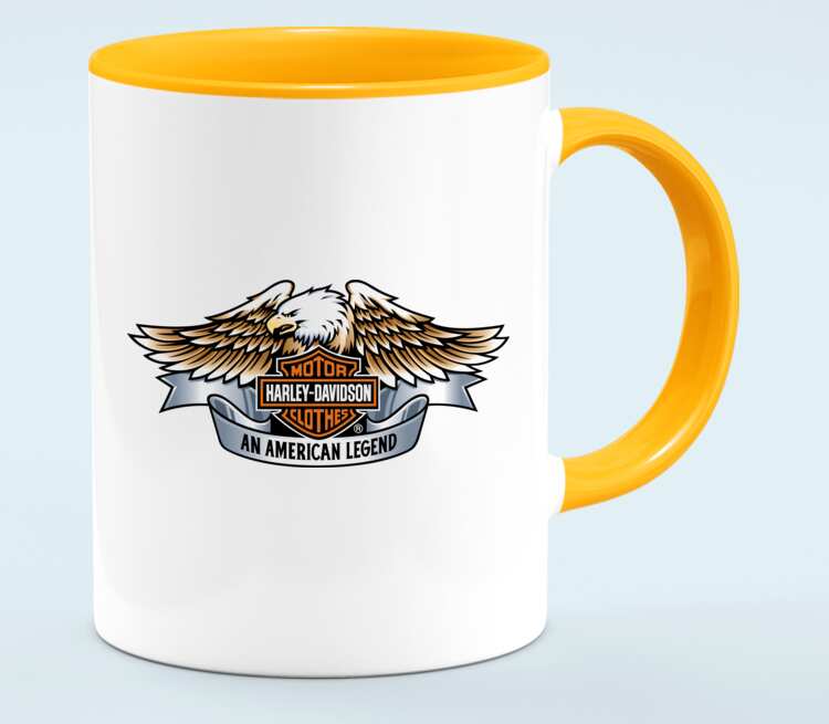 Харлей дэвидсон Американская легенда / Harley Davidson Motor Clothes. An American Legend кружка двухцветная (цвет: белый + оранжевый)