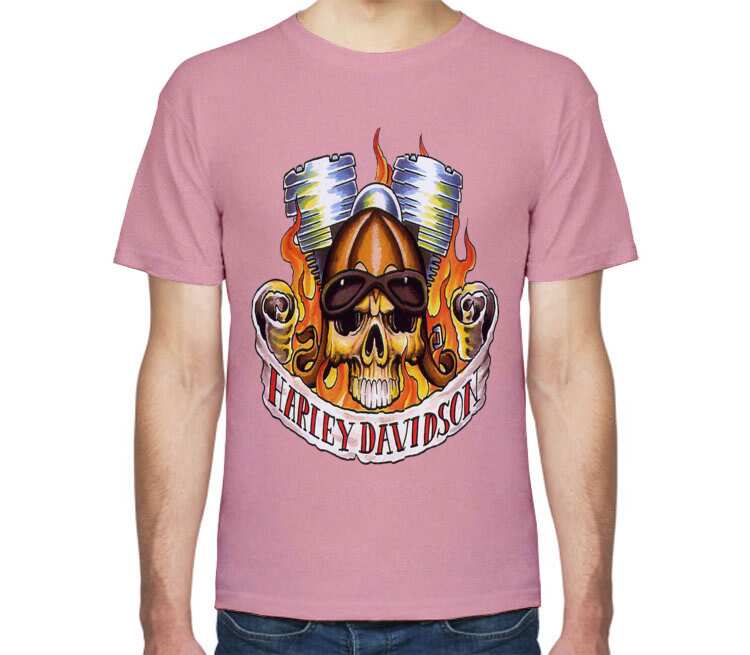 Harley Davidson мужская футболка с коротким рукавом (цвет: розовый меланж)