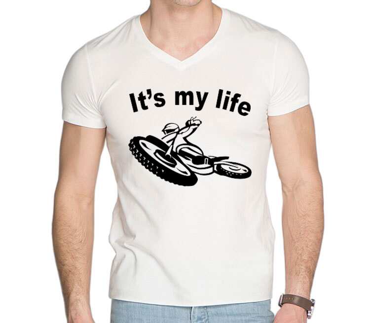 Speedway its my life мужская футболка с коротким рукавом v-ворот (цвет: белый)