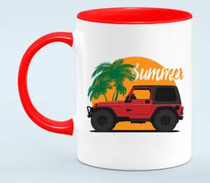 Jeep Summer кружка двухцветная (цвет: белый + красный)
