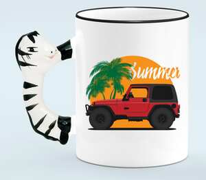 Jeep Summer кружка с ручкой в виде зебры (цвет: белый + черный)