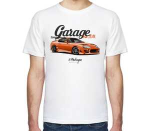 Toyota Supra - Garage wTrue JDM мужская футболка с коротким рукавом (цвет: белый)
