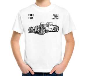 Форд Модель Т Купе Хотрод (Ford Model T Coupe Hot Rod 1926) детская футболка с коротким рукавом (цвет: белый)
